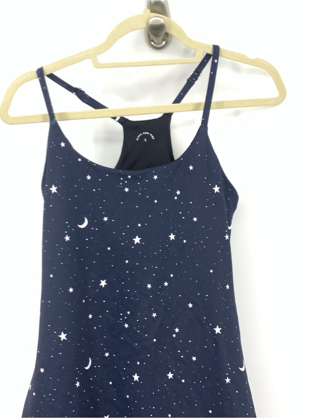 Kitty And Vibe Women Size Small Dress Play Blue Star Moon Print Tank Liner Swim - Picture 2 of 6
